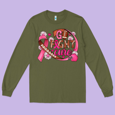 Breast Cancer Go Fight Cure Football Long Sleeve Tee Designed By Jahusdesignshop