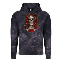 Cloud Black Bull Human Skull With Roses Vintage Hoodie - RanaPortraitStore