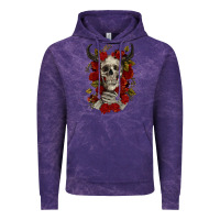 Cloud Purple Bull Human Skull With Roses Vintage Hoodie - RanaPortraitStore