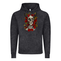 Vintage Black Bull Human Skull With Roses Vintage Hoodie - RanaPortraitStore