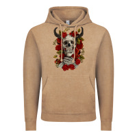 Vintage Coffee Bull Human Skull With Roses Vintage Hoodie - RanaPortraitStore