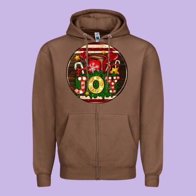 Christmas Joy And Hot Chocolate Zipper Hoodie Designed By Adodesignshop