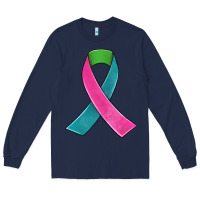 Navy metastatic breast cancer ribbon Long Sleeve Tee - JahusDesignShop