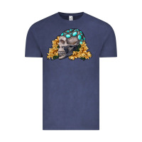 Vintage Denim skull with sunflowers Vintage Tee - RanaPortraitStore