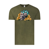 Vintage Olive skull with sunflowers Vintage Tee - RanaPortraitStore
