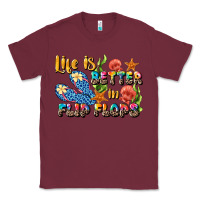 Burgundy life is better in flip flops summer Classic Tee - JahusDesignShop