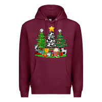 Burgundy Christmas With Soccer Trees Premium Hoodie - BundleAndBundleShop