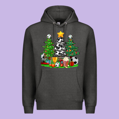 Christmas With Soccer Trees Premium Hoodie Designed By Bundleandbundleshop