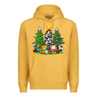 Mustard Christmas With Soccer Trees Premium Hoodie - BundleAndBundleShop