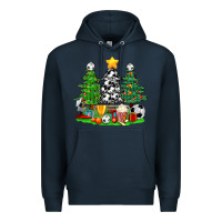 Navy Christmas With Soccer Trees Premium Hoodie - BundleAndBundleShop