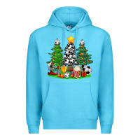 Ocean Blue Christmas With Soccer Trees Premium Hoodie - BundleAndBundleShop