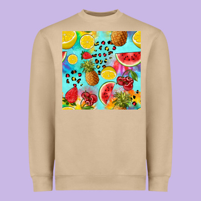Fruits Tie Dye Seamless Pattern Heavyweight Sweatshirt Designed By Zillion Design Studio