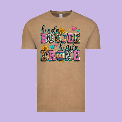 Kinda Boujee Kinda Broke Vintage Tee Designed By Zillion Design Studio