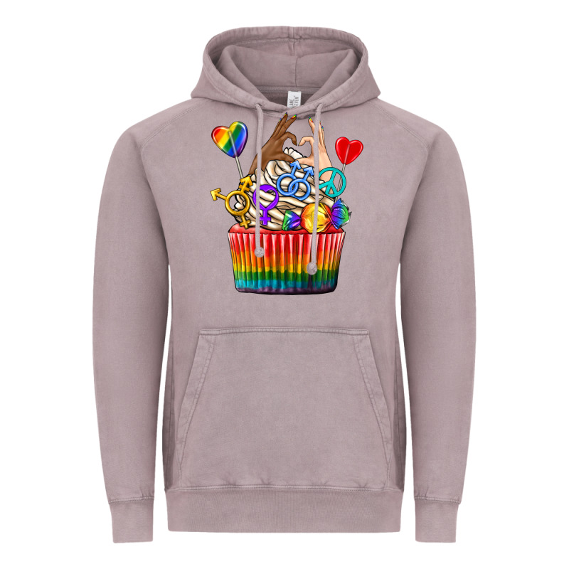 Pride Rainbow Cupcake Vintage Hoodie by texasbilliewilder | Teevron