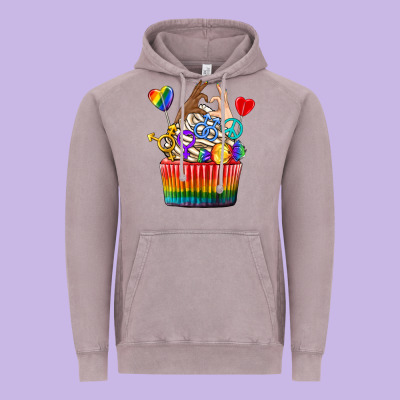 Vintage Hoodie pride rainbow cupcake