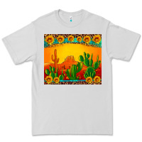 Dove Grey desert sunset with cactus sunflowers and leopard Premium Tee - Artiststas