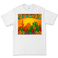 White desert sunset with cactus sunflowers and leopard Premium Tee - Artiststas