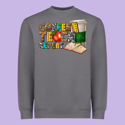 Coffee Teach Repeat Heavyweight Sweatshirt Designed By Texasbilliewilder