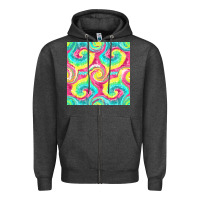 Charcoal Heather Tie Dye Seamless Pattern Zipper Hoodie - BundleAndBundleShop
