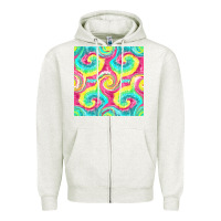 Oatmeal Heather Tie Dye Seamless Pattern Zipper Hoodie - BundleAndBundleShop