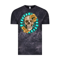 Cloud Black skull with gemstone and sunflower Vintage Tee - RanaPortraitStore