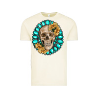 Skull With Gemstone And Sunflower Vintage Tee | Teevron