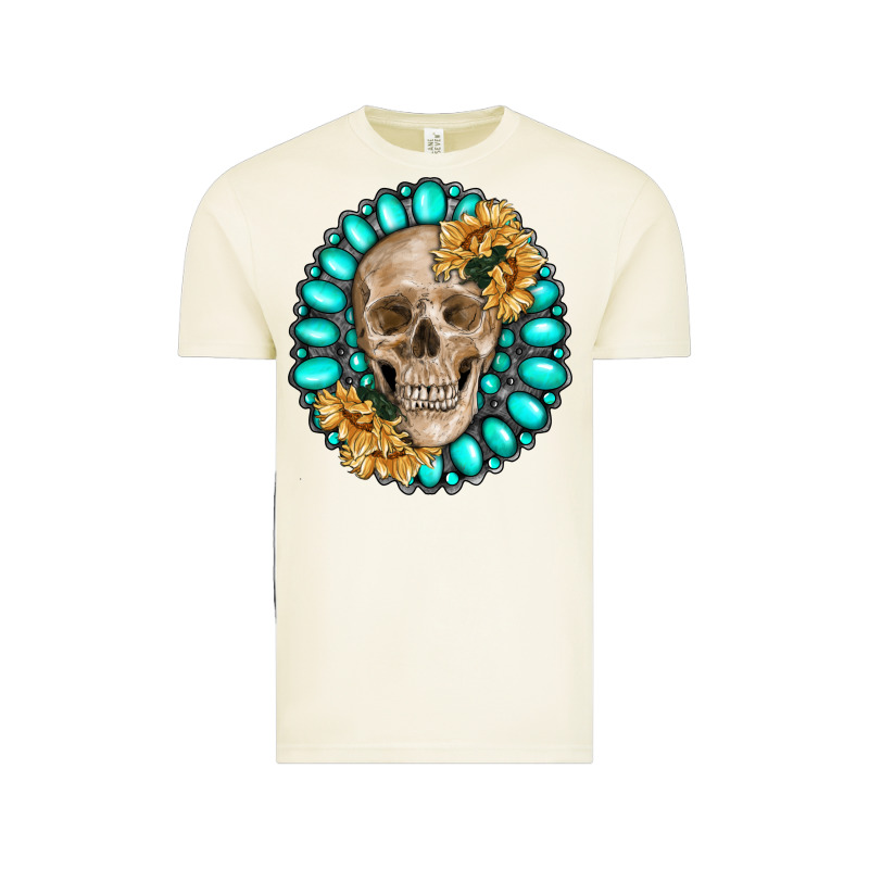 Skull With Gemstone And Sunflower Vintage Tee by RanaPortraitStore | Teevron
