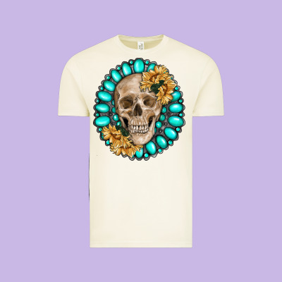 Skull With Gemstone And Sunflower Vintage Tee Designed By Ranaportraitstore