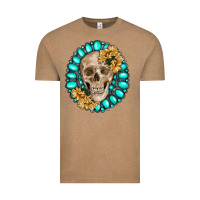 Vintage Coffee skull with gemstone and sunflower Vintage Tee - RanaPortraitStore