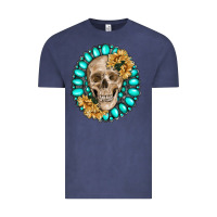Vintage Denim skull with gemstone and sunflower Vintage Tee - RanaPortraitStore