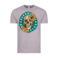 Vintage Zinc skull with gemstone and sunflower Vintage Tee - RanaPortraitStore