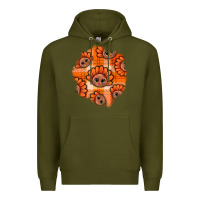 Army Green Thanksgiving Turkey With Tartan Patch Premium Hoodie - BundleAndBundleShop