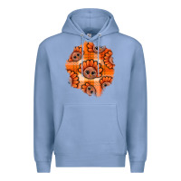 Colony Blue Thanksgiving Turkey With Tartan Patch Premium Hoodie - BundleAndBundleShop