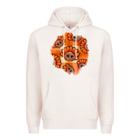 Pale Pink Thanksgiving Turkey With Tartan Patch Premium Hoodie - BundleAndBundleShop