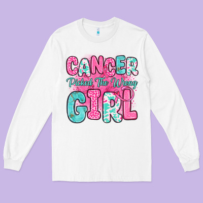 Cancer Picked The Wrong Girl Long Sleeve Tee Designed By Jahusdesignshop
