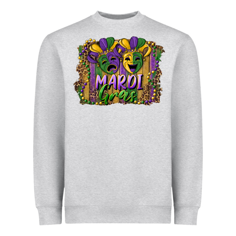 Mardi Gras Mask With Leopard Background Heavyweight Sweatshirt by RanaPortraitStore | Teevron