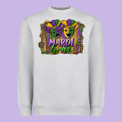 Mardi Gras Mask With Leopard Background Heavyweight Sweatshirt Designed By Ranaportraitstore