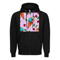 Black ice cream seamless pattern Zipper Hoodie - BundleAndBundleShop