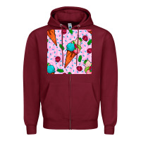 Burgundy ice cream seamless pattern Zipper Hoodie - BundleAndBundleShop