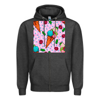 Charcoal Heather ice cream seamless pattern Zipper Hoodie - BundleAndBundleShop