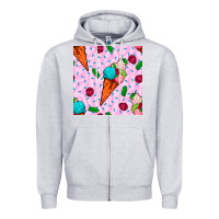 Heather Grey ice cream seamless pattern Zipper Hoodie - BundleAndBundleShop