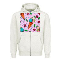 Oatmeal Heather ice cream seamless pattern Zipper Hoodie - BundleAndBundleShop