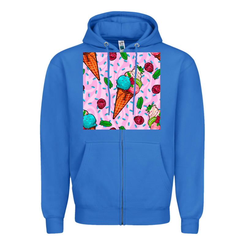 Ice Cream Seamless Pattern Zipper Hoodie by BundleAndBundleShop | Teevron