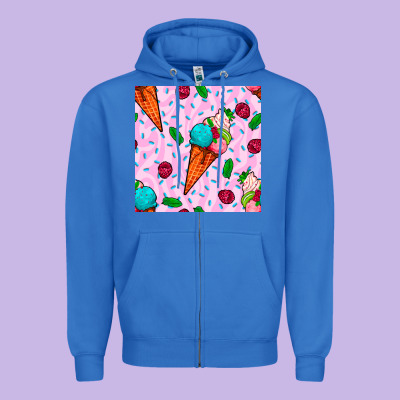 Ice Cream Seamless Pattern Zipper Hoodie Designed By Bundleandbundleshop