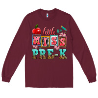 Burgundy little miss pre k Long Sleeve Tee - AdoDesignShop
