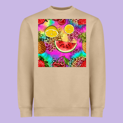 Fruits Leopard Tie Dye Seamless Pattern Heavyweight Sweatshirt Designed By Zillion Design Studio