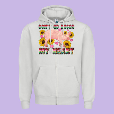 Western Don't Go Bacon My Heart Pig Zipper Hoodie Designed By Artiststas