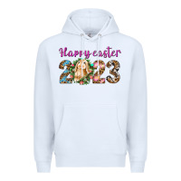 White Happy Easter 2023 Premium Hoodie - BundleAndBundleShop