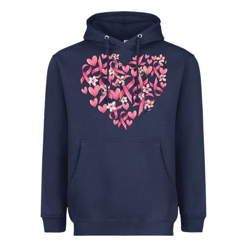 Breast Cancer Awareness Heart Heavyweight Hoodie by MaliasSmallBusiness | Teevron