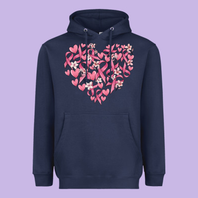 Breast Cancer Awareness Heart Heavyweight Hoodie Designed By Maliassmallbusiness